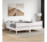 vidaXL Cadre de Lit et Tête de Lit, Lit Double avec Sommier à Lattes, Lit Adulte de Chambre, Moderne, Blanc 180x200 cm Bois 3216373 Blanc G