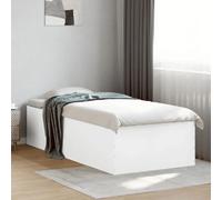 vidaXL Cadre de lit blanc 75x190 cm bois d'ingénierie, meuble de chambre à coucher, sommier, lit à panneaux, lit, lit 3280979 Blanc G