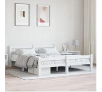 vidaXL Cadre de Lit Sommier à Lattes Lit Double Adulte Cadre à Lattes sur Pied Chambre à Coucher Maison Intérieur Blanc 160x200 cm Bois de Pin Massif