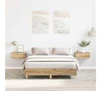 vidaXL Cadre de lit sans matelas chêne artisanal 135x190 cm, meuble de chambre à coucher, sommier, lit double, lit, châlit, 861074 Marron