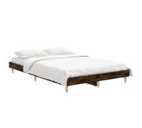 vidaXL Cadre de lit double avec sommier à lattes, chêne fumé 120x190 cm bois d'ingénierie