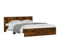 vidaXL Cadre de lit avec tête de lit et sommier à lattes 3207501 Chêne fumé 140x190 cm