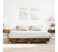 vidaXL Cadre de lit sans matelas chêne fumé 180x200 cm, meuble de chambre à coucher, sommier, lit double, lit, châlit, lit à 3329025 Multicolore