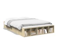 vidaXL Cadre de lit sans matelas chêne sonoma 135x190 cm Marron