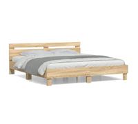 vidaXL Cadre de lit avec tête de lit Lit double 160x200 cm Chêne Sonoma avec sommier à lattes