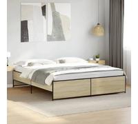 vidaXL Bedframe bewerkt hout metaal sonoma eikenkleurig 180x200 cm3279873 Marron G