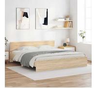 vidaXL Cadre de Lit avec Tête de Lit, Lit Double avec Sommier à Lattes, Lit Adulte, Meuble de Chambre à Coucher, Moderne, Chêne Sonoma 180x200 cm