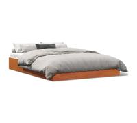 vidaXL Cadre de Lit, Lit Double avec Sommier à Lattes, Lit Adulte, Meuble de Chambre à Coucher, Moderne, Cire Marron 160x200 cm Bois de Pin Massif