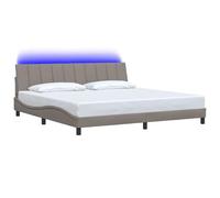 vidaXL Cadre de lit sans Matelas Hanko Taupe 200x200 cm Tissu, lit, sommier, lit en Tissu, Meubles de Chambre à Coucher, lit Double, Cadre de lit incurvé