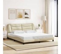 vidaXL Cadre de lit sans matelas Hvar crème 180x200 cm tissu
