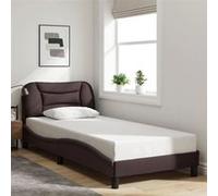vidaXL Cadre de lit sans matelas Hvar marron foncé 90x200 cm tissu