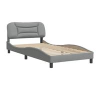vidaXL Cadre de Lit sans Matelas Hvar, Lit Rembourré, Sommier à Lattes, Lit Simple, Lit Adulte de Chambre à Coucher Intérieur, Moderne, Gris Clair 100x200 cm Tissu