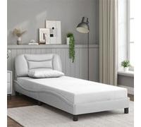vidaXL Cadre de Lit sans Matelas Hvar, Lit Rembourré, Sommier à Lattes, Lit Simple, Lit Adulte de Chambre à Coucher 3207975 Blanc G