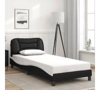 vidaXL Cadre de lit sans matelas Hvar noir et blanc 90x190 cm similicuir