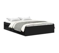 vidaXL Cadre de lit 120x190 cm Lit double avec sommier à lattes, rangement, moderne Noir