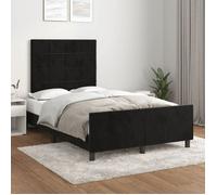 vidaXL Cadre de lit 3270580 – Rembourré avec tête de lit, velours, 120x190 cm, Noir
