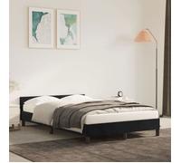 vidaXL Structure de lit avec tête de lit – sommier à lattes, base de lit, velours noir 120 x 190 cm