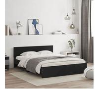 vidaXL Cadre de Lit avec Tête de Lit, Lit Double avec Sommier à Lattes, Lit Adulte, Meuble de Chambre à Coucher, Moderne, Noir 140x190 cm