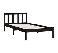 vidaXL Cadre de lit sans Matelas Noir Bois Massif | Fabriqué en bois de pin massif robuste, son look moderne s'adapte parfaitement aux intérieurs contemporains,