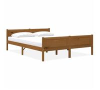 vidaXL Cadre de Lit Sommier à Lattes Lit Double Adulte Cadre à Lattes sur Pied Chambre à Coucher Intérieur Marron Miel 160x200 cm Bois de Pin Massif