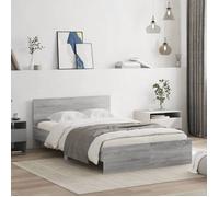 vidaXL Cadre de Lit avec Tête de Lit, Lit Double avec Sommier à Lattes, Lit Adulte, Meuble de Chambre à Coucher, Moderne, Sonoma Gris 120x190 cm