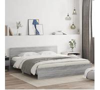 vidaXL Cadre de lit avec tête de lit 3207460 Sonoma gris 200x200 cm avec sommier à lattes Gris G