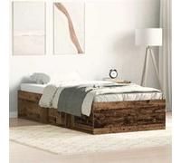 vidaXL Cadre de lit sans matelas vieux bois 90x190 cm bois ingénierie, meuble de chambre, sommier,, lit, lit simple 3328825 Marron