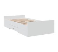 vidaXL Cadre de lit 3280349 75x190 cm avec tiroirs et sommier à lattes Bois d'ingénierie Blanc