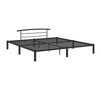 vidaXL Cadre de Lit Sommier à Lattes Double Adulte Cadre à Lattes sur Pied Chambre à Coucher Maison Intérieur Noir Métal 180x200 cm