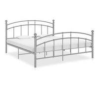 vidaXL Cadre de Lit Sommier à Lattes Lit Adulte Double Cadre à Lattes Intérieur Chambre à Coucher Maison Intérieur Gris Métal 180x200 cm Gris G
