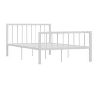 vidaXL Cadre de Lit Sommier à Lattes Lit Double Adulte Cadre à Lattes sur Pied Chambre à Coucher Maison Intérieur Blanc Métal 120x200 cm