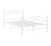 vidaXL Cadre de Lit Sommier à Lattes Lit Double Lit Adulte Cadre à Lattes sur Pied Chambre à Coucher Maison Intérieur Blanc Métal 120x200 cm