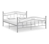 vidaXL Cadre de Lit Sommier à Lattes Lit Double Lit Adulte Cadre à Lattes sur Pied Chambre à Coucher Maison Intérieur Gris Métal 180x200 cm Gris G