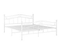 vidaXL Cadre de Lit Sommier à Lattes Lit Double Lit Adulte Cadre à Lattes sur Pied Chambre à Coucher Maison Intérieur Blanc Métal 140x200 cm
