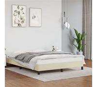 vidaXL Cadre de Lit Sommier à Lattes Lit Rembourré Cadre à Lattes Lit Double Adulte Meuble de Chambre Intérieur Crème 140x190 cm Similicuir 346900 Crème G