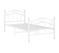 vidaXL Cadre de Lit Sommier à Lattes Lit Simple Lit Adulte Cadre à Lattes sur Pied Chambre à Coucher Maison Intérieur Blanc Métal 90x200 cm