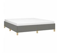 VidaXL Cadre de Lit Sommier à Lattes Rembourré Double Adulte - Chambre Intérieur Gris Foncé 160 x 200 cm Tissu