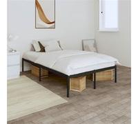 vidaXL Cadre de Lit, Sommier à Lattes sur Pieds, Lit Double d'Intérieur Lit Adulte, Meuble de Chambre à Coucher Maison, Industriel, Métal Noir 135x190 cm 350845 Noir G