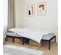 vidaXL Cadre de Lit, Sommier à Lattes sur Pieds, Lit Simple d'Intérieur Lit Adulte, Meuble de Chambre à Coucher Maison, Industriel, Métal Noir 107x203 cm Noir G