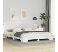 vidaXL Cadre de lit surélevé avec stockage Blanc 160 x 210 cm bois