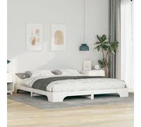 vidaXL Cadre de lit surélevé Blanc 200 x 220 cm Bois massif en pin