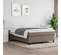 vidaXL Cadre de lit à Lattes, Lit Rembourré, Lit Double avec Sommier à Lattes, Lit Adulte de Chambre à Coucher, Moderne, Taupe 140x190 cm Tissu