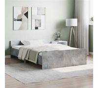 vidaXL Cadre de Lit Tête de Lit et Pied de Lit, Lit Double avec Sommier à Lattes, Meuble de Chambre Moderne, Gris Béton 120x200 cm