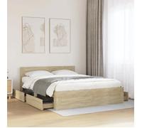 vidaXL Cadre de lit tête de lit sans matelas chêne sonoma 160x200 cm 3295550