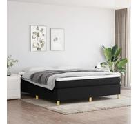 vidaXL Cadre de lit à Lattes, Lit Rembourré avec Sommier à Lattes, Lit Double, Lit Adulte de Chambre à Coucher, Moderne, Noir 180x200 cm Tissu