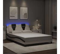 vidaXL Cadre de lit Viana avec LED sans matelas blanc et noir 140x190 cm