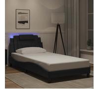 vidaXL Cadre de lit Viana – Lit rembourré avec LED, sans matelas, 100x200 cm Noir