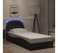 vidaXL Cadre de lit Viana avec LED sans matelas noir 90x200 cm