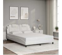 vidaXL Cadre de lit Viana rembourré double sans matelas similicuir Blanc 140x200