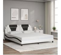 vidaXL Cadre de lit Viana - Rembourré avec coussin, similicuir blanc/noir 180x200 cm sans matelas